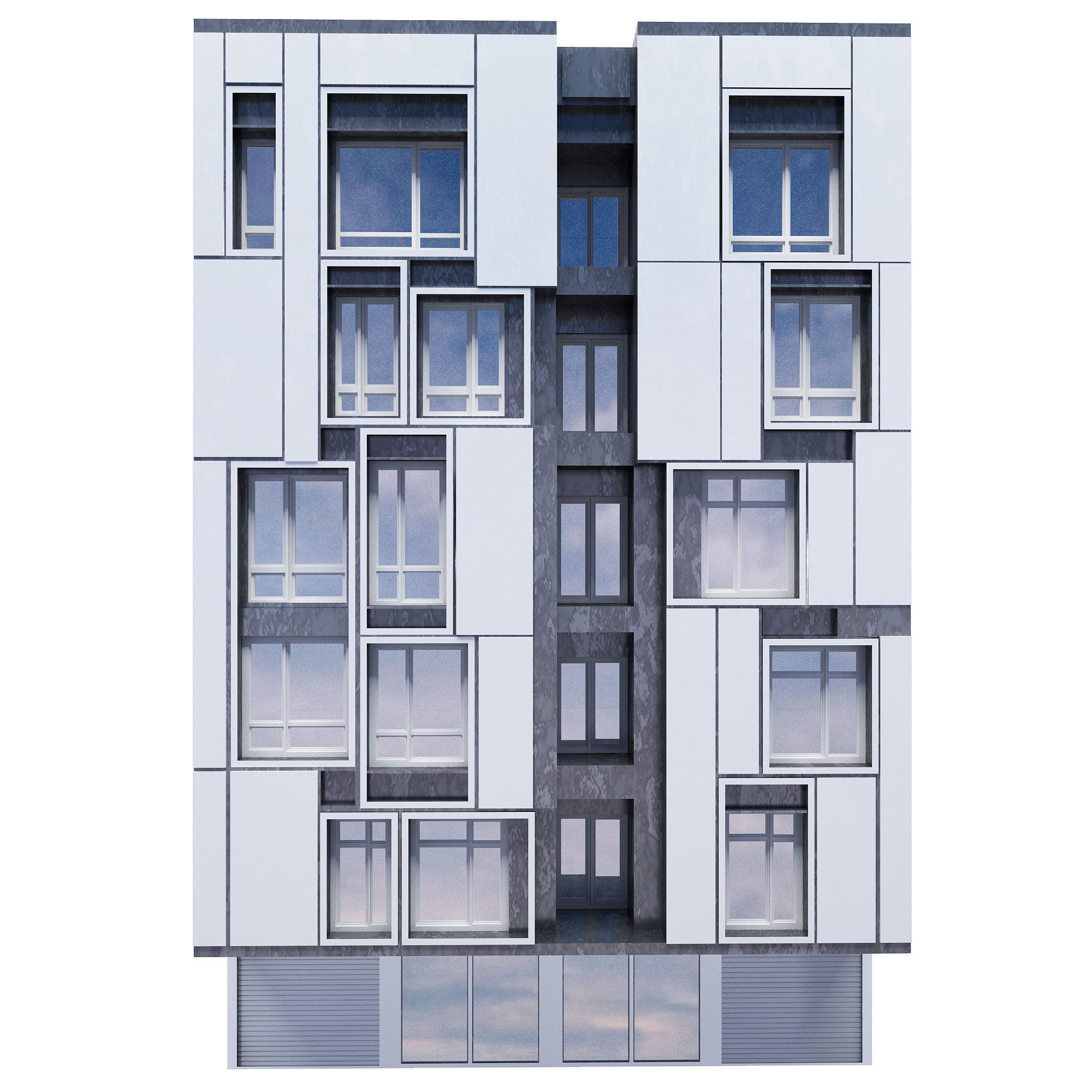 Low poly building modern apartment Low-poly 3D model_2