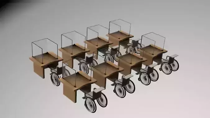 Partition table with wheelchair 3D model