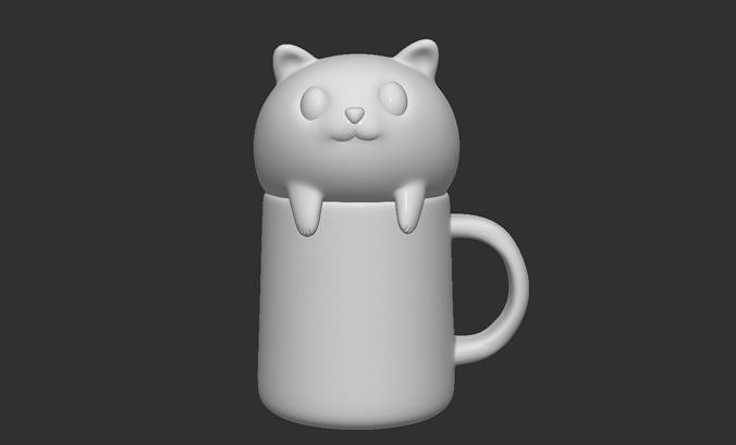 Catcup cat in coffee mug 3D print model