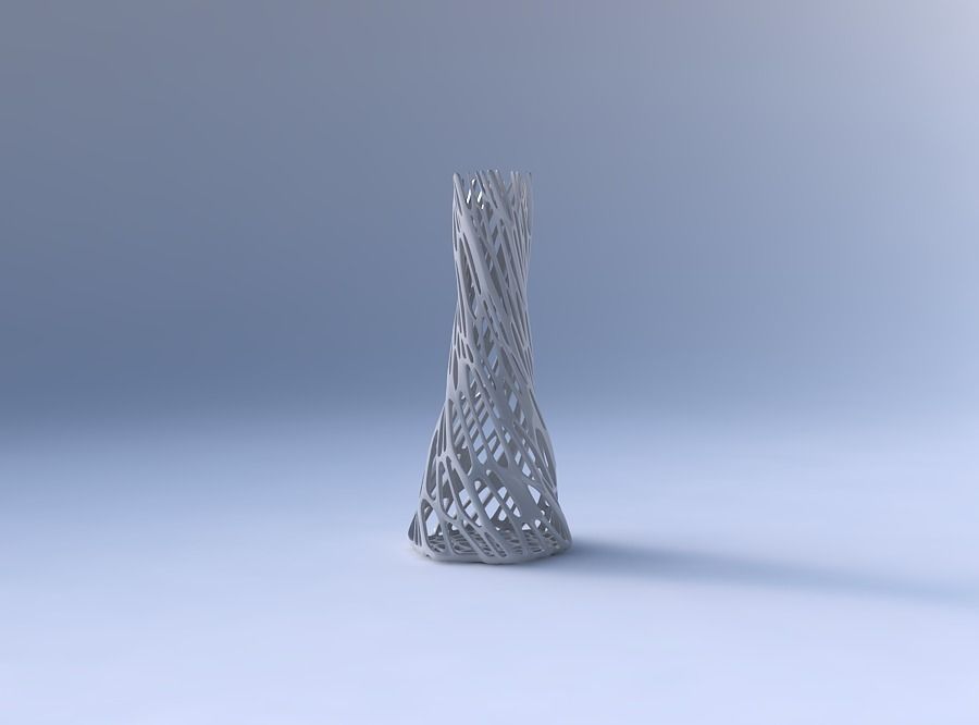 Vase twisted squeezed hexagon with cracked organic lattice 2 3D print model_4