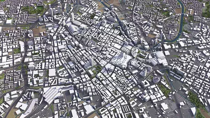 Manchester Low-poly 3D model 6