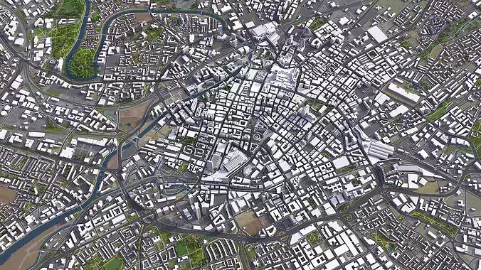 Manchester Low-poly 3D model 3