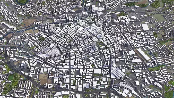 Manchester Low-poly 3D model 7
