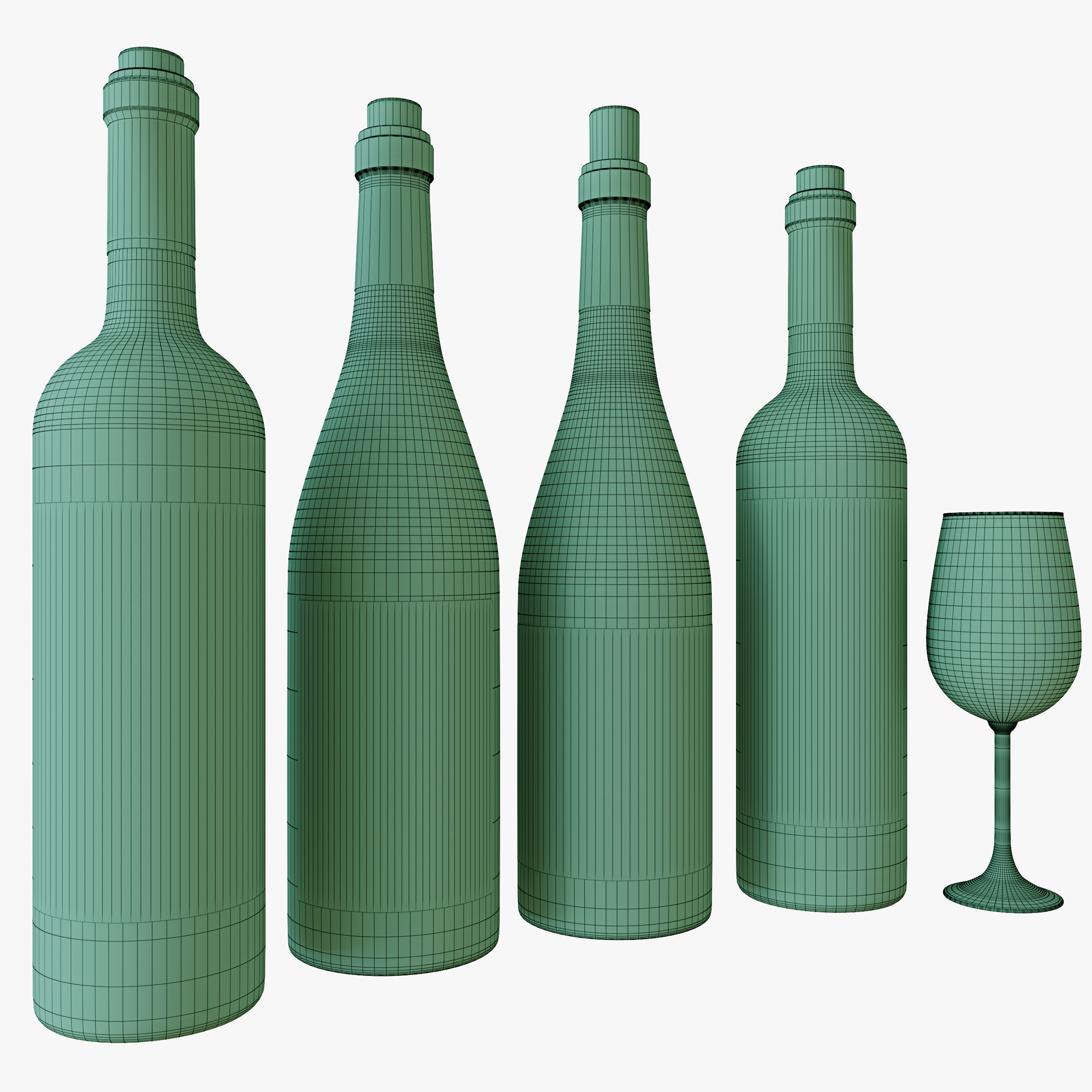 Wine bottle set 10 3D model_4