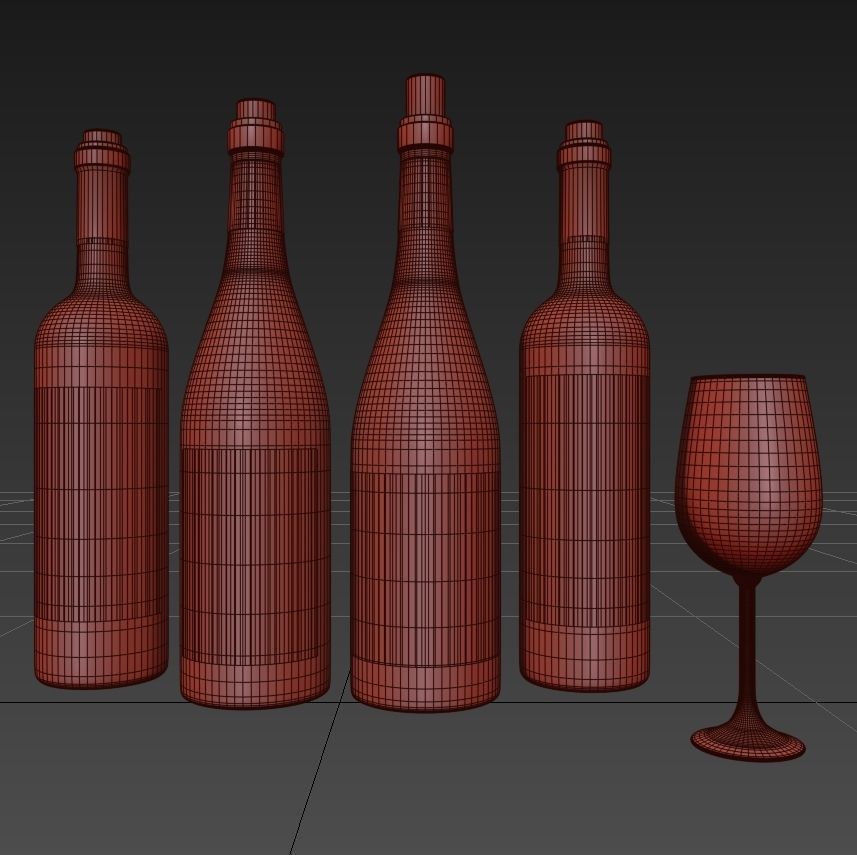 Wine bottle set 10 3D model_6