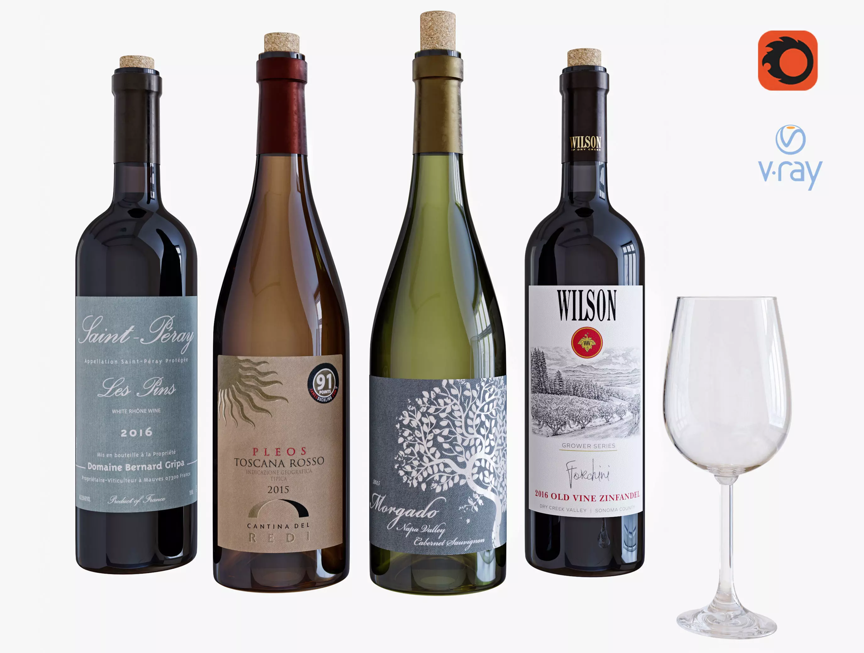 Wine bottle set 10 3D model_0