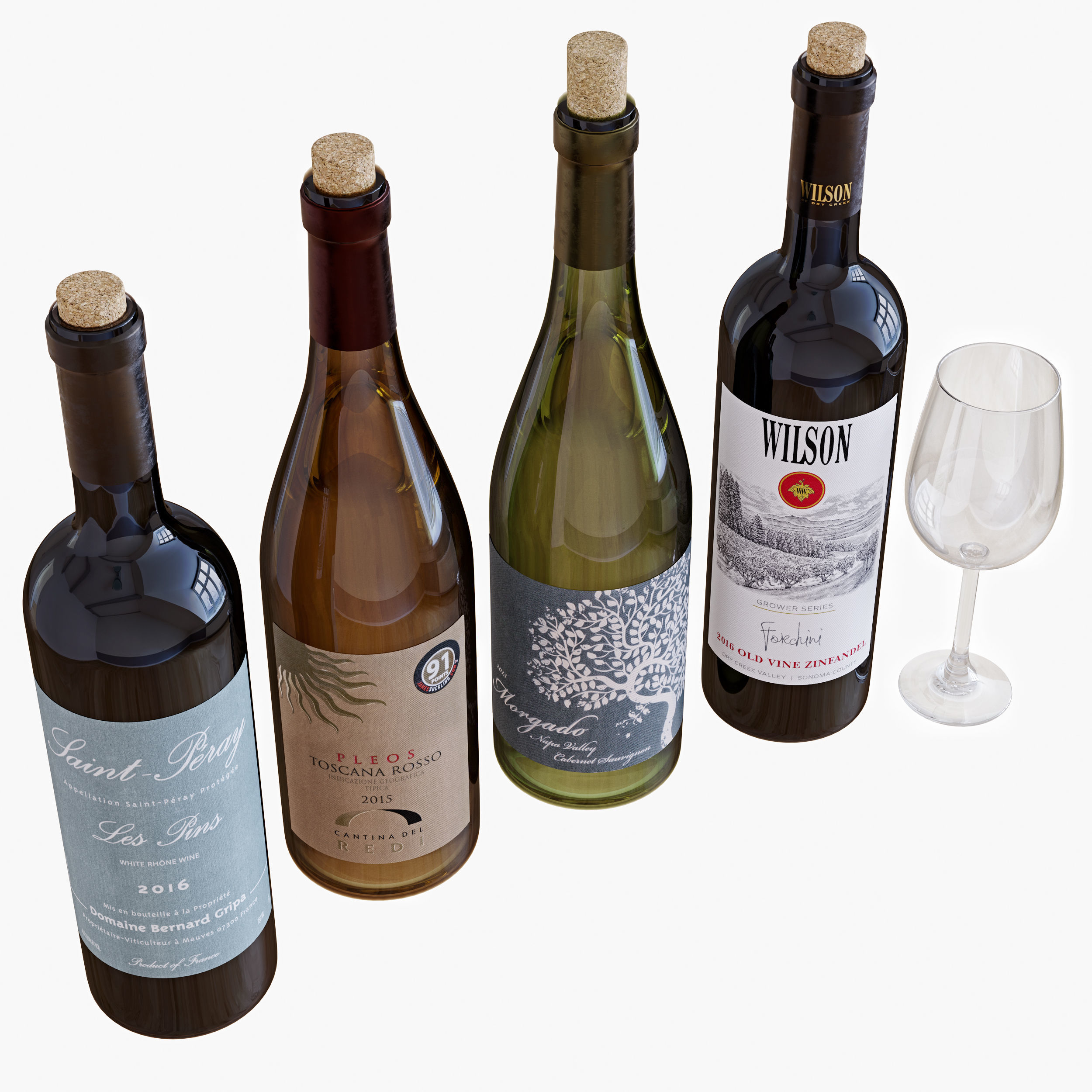 Wine bottle set 10 3D model_2