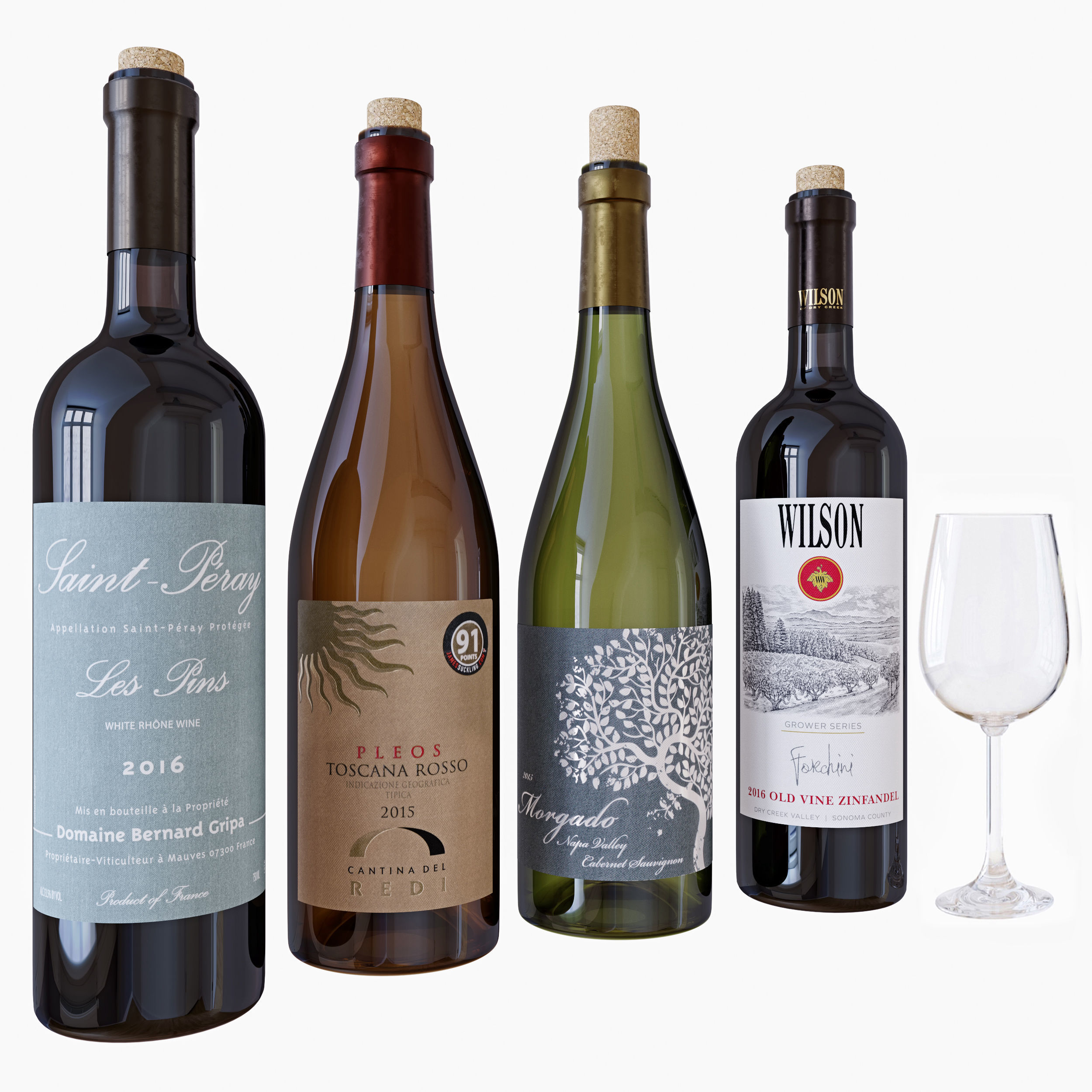 Wine bottle set 10 3D model_1