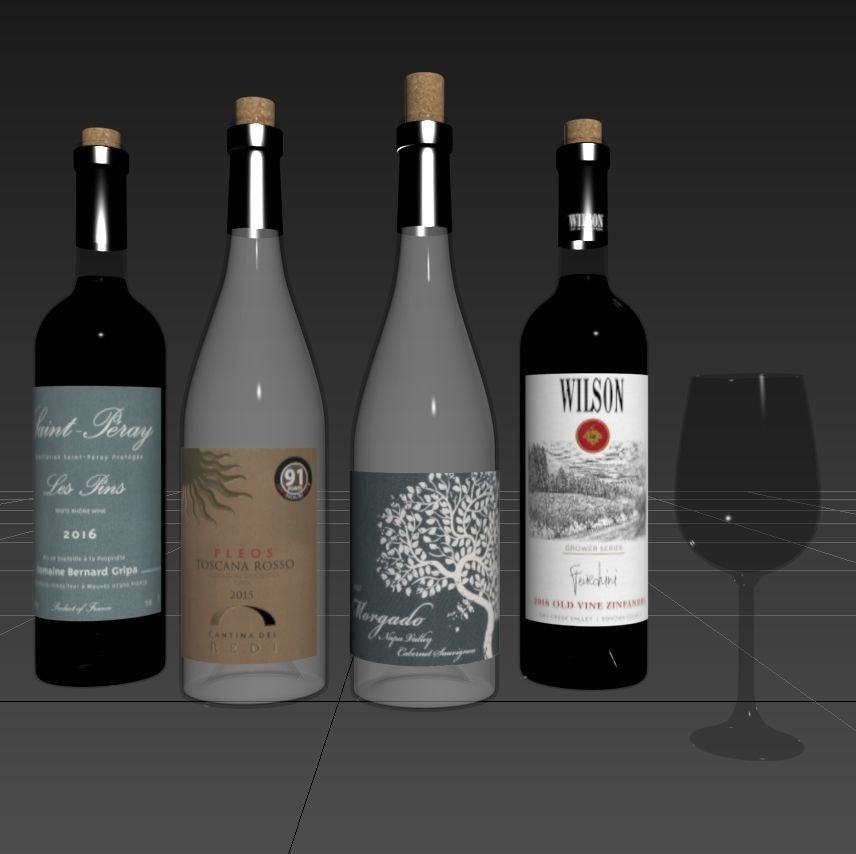 Wine bottle set 10 3D model_5