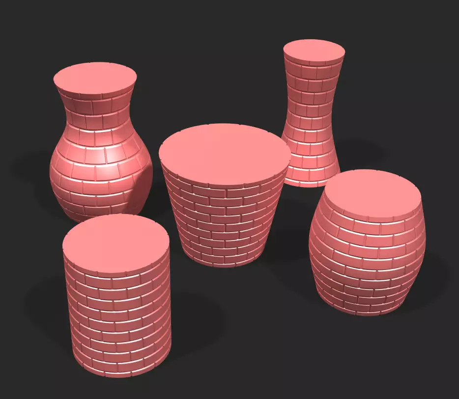 Cups and vases - brick surface 3D print model