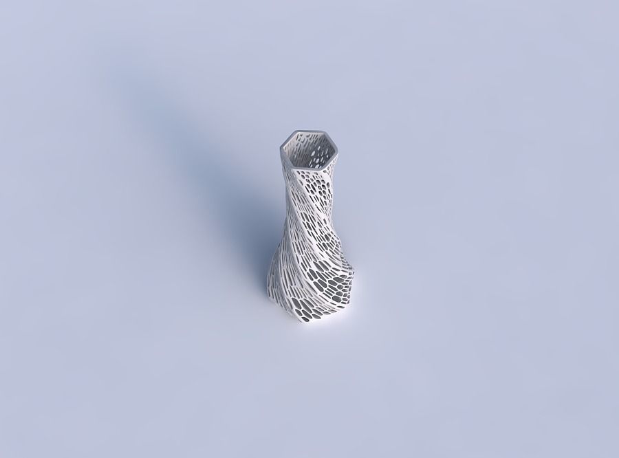 Vase twisted squeezed hexagon with dense organic lattice 2 3D print model_1
