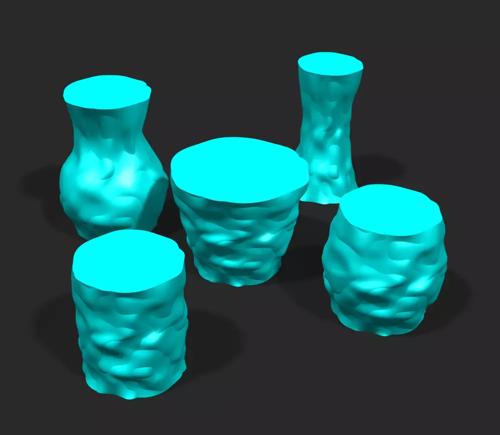 Cups and vases - bumpy surface 2 3D print model