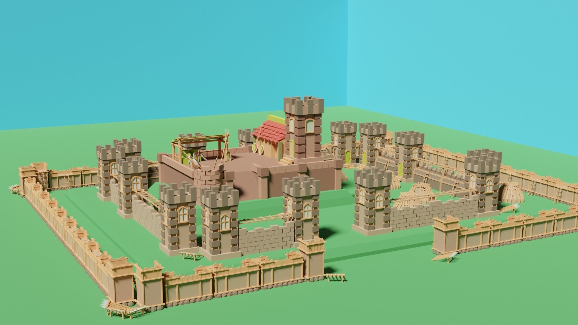FREE castle pack Free low-poly 3D model_1