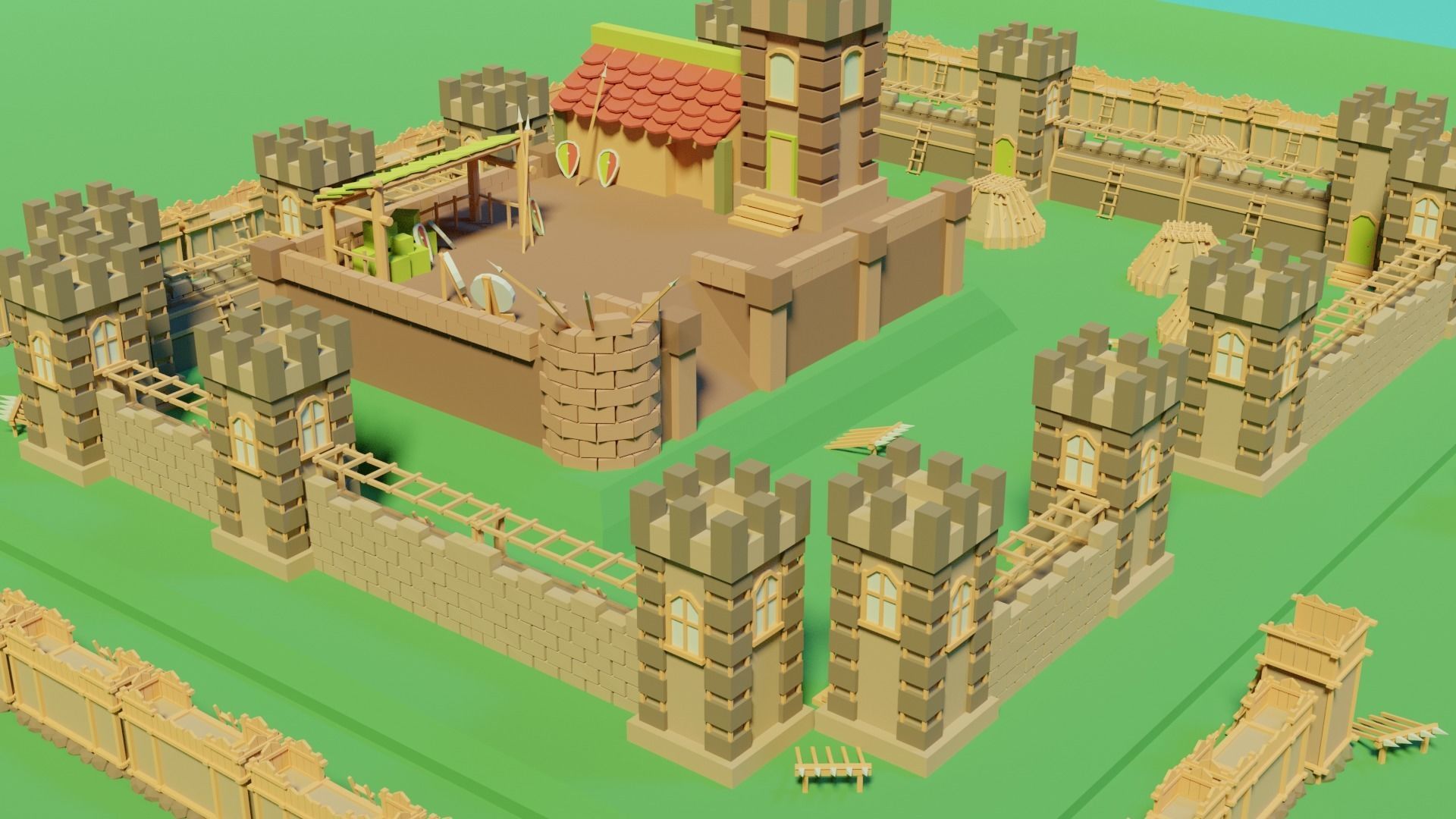 FREE castle pack Free low-poly 3D model_2