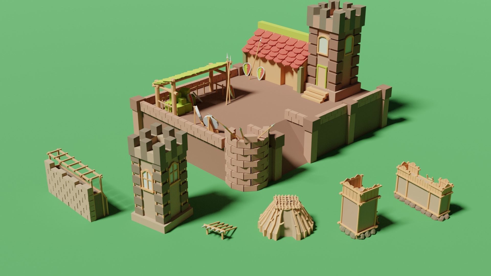 FREE castle pack Free low-poly 3D model_3