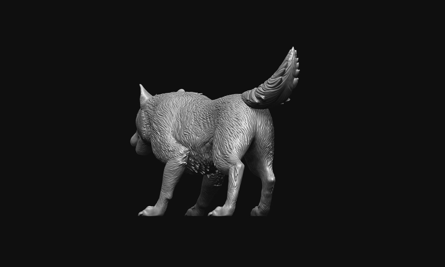 Growling Wolf 3D print model_21