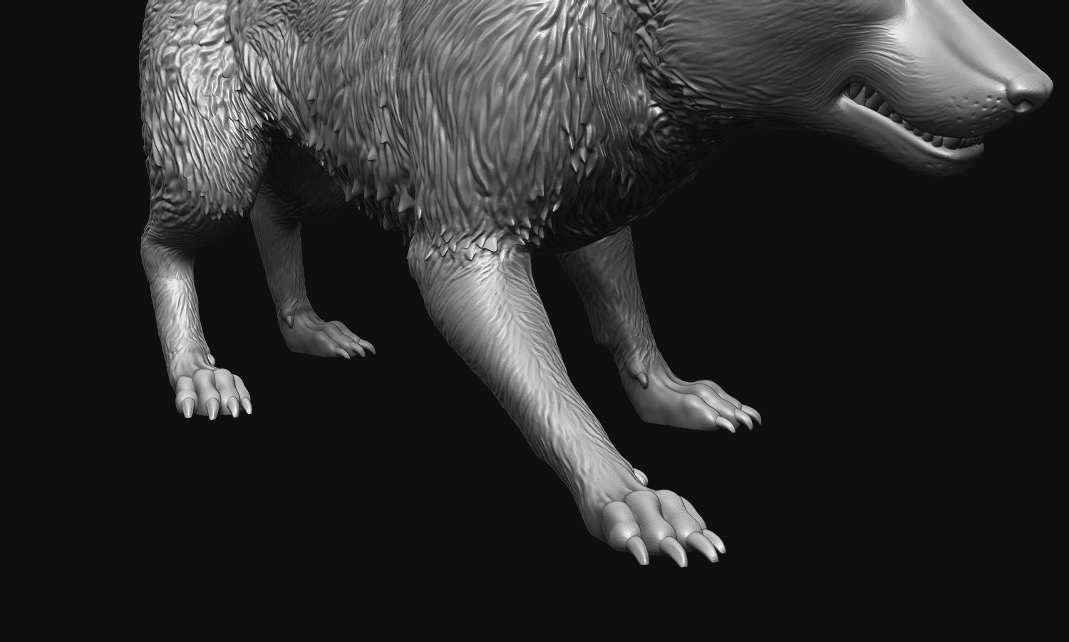 Growling Wolf 3D print model_7