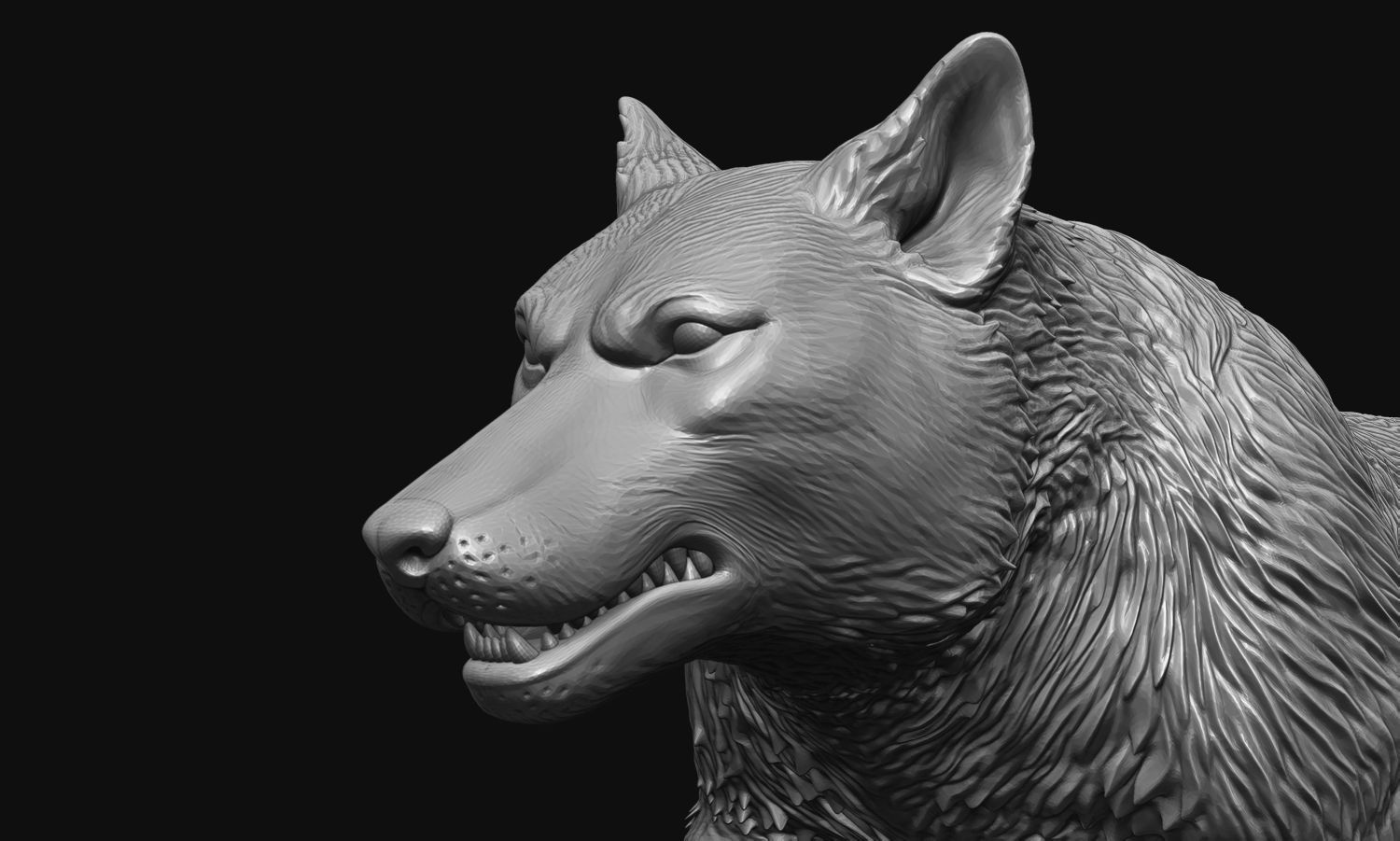 Growling Wolf 3D print model_10