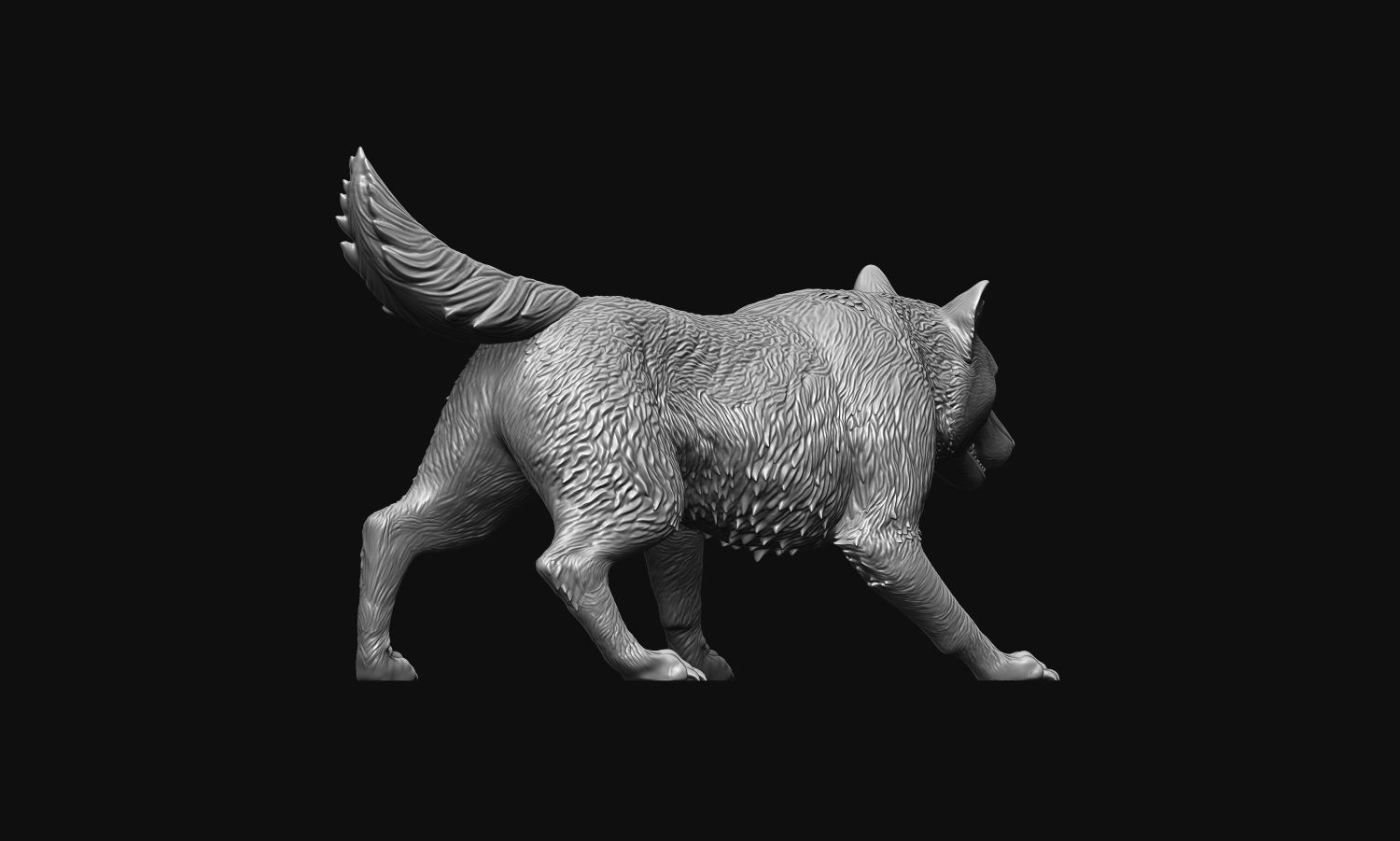 Growling Wolf 3D print model_18
