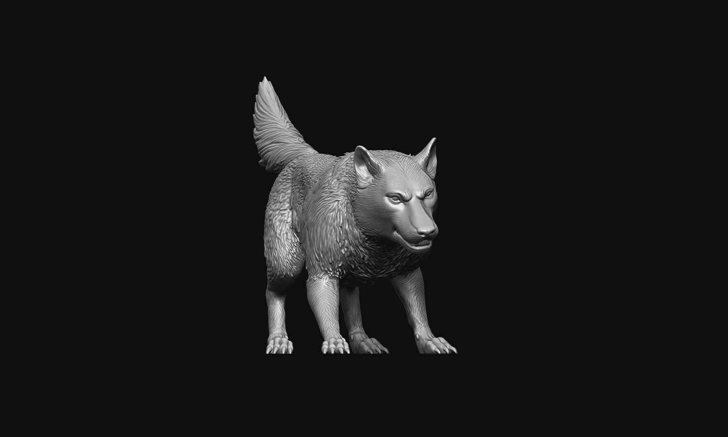 Growling Wolf 3D print model_28