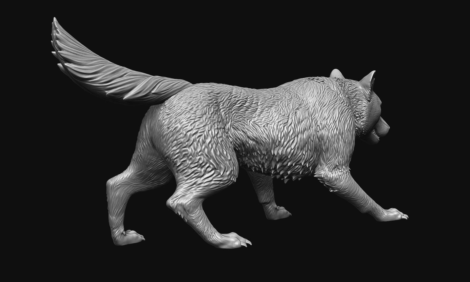 Growling Wolf 3D print model_13