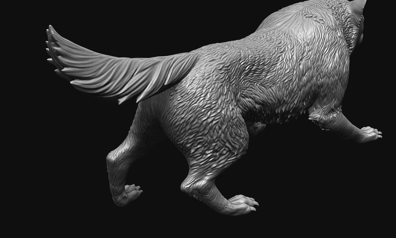 Growling Wolf 3D print model_14