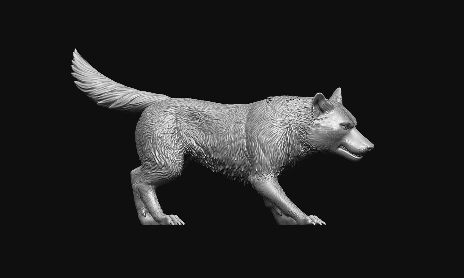 Growling Wolf 3D print model_30