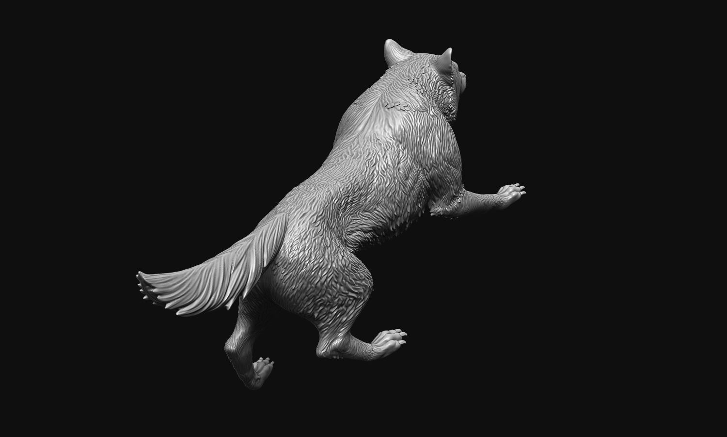 Growling Wolf 3D print model_12