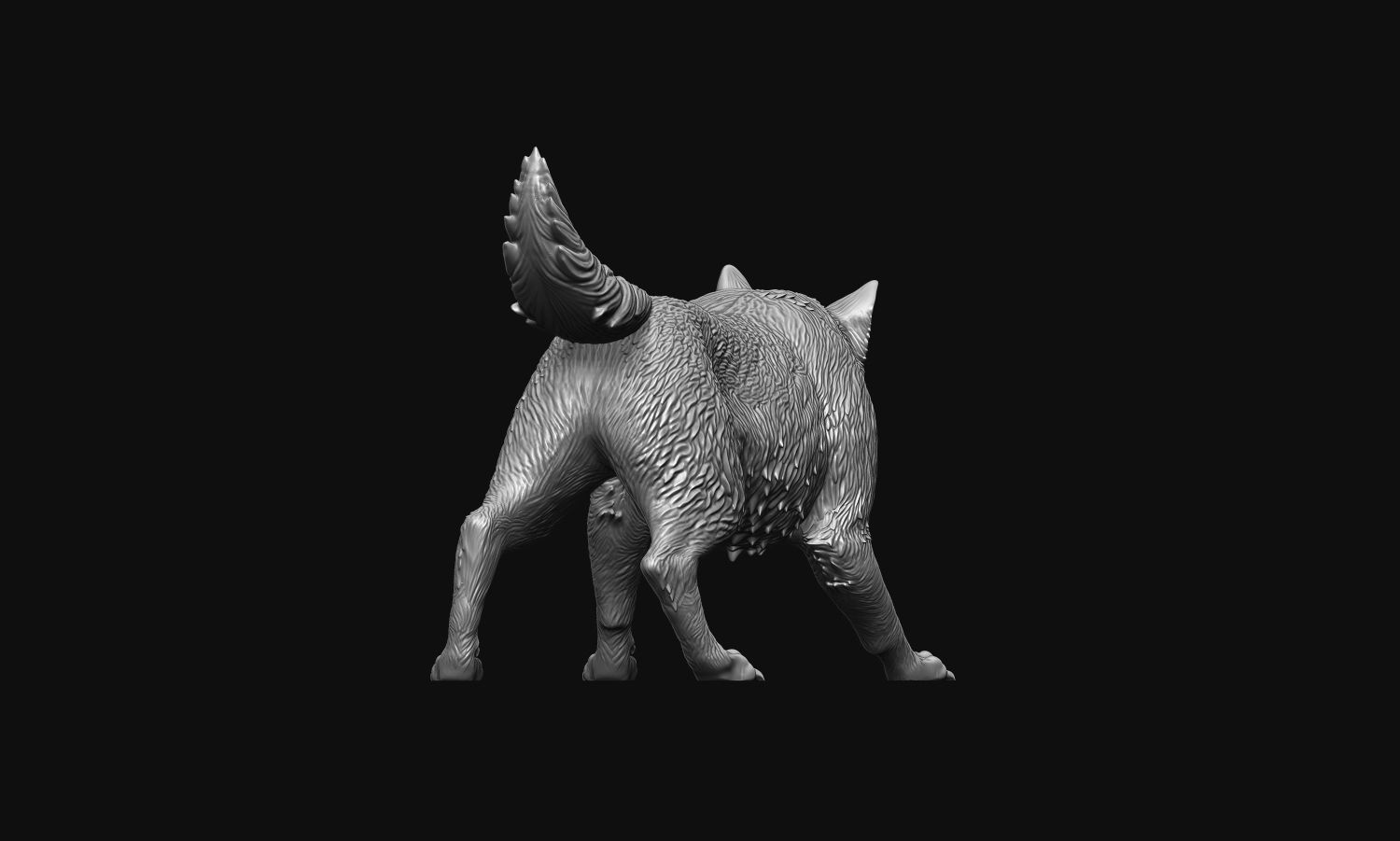 Growling Wolf 3D print model_19