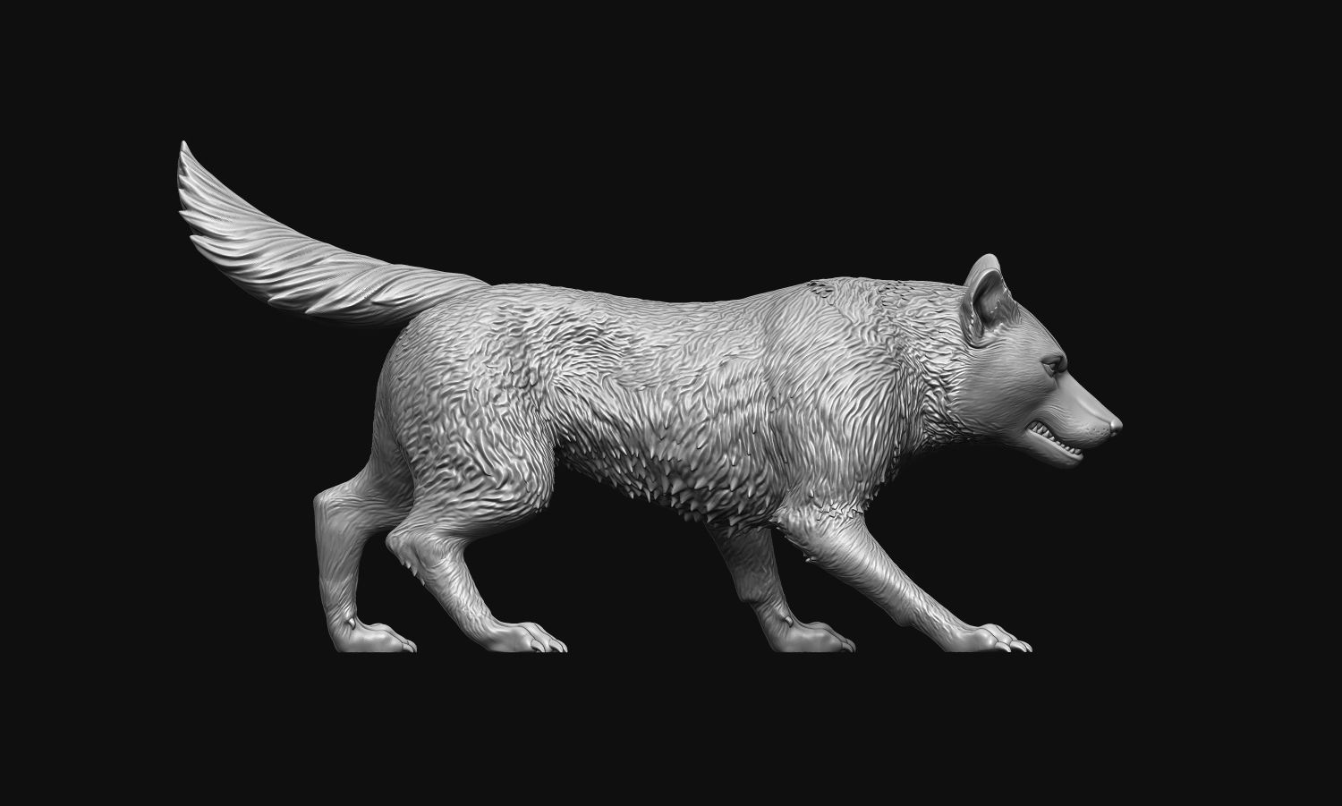 Growling Wolf 3D print model_16