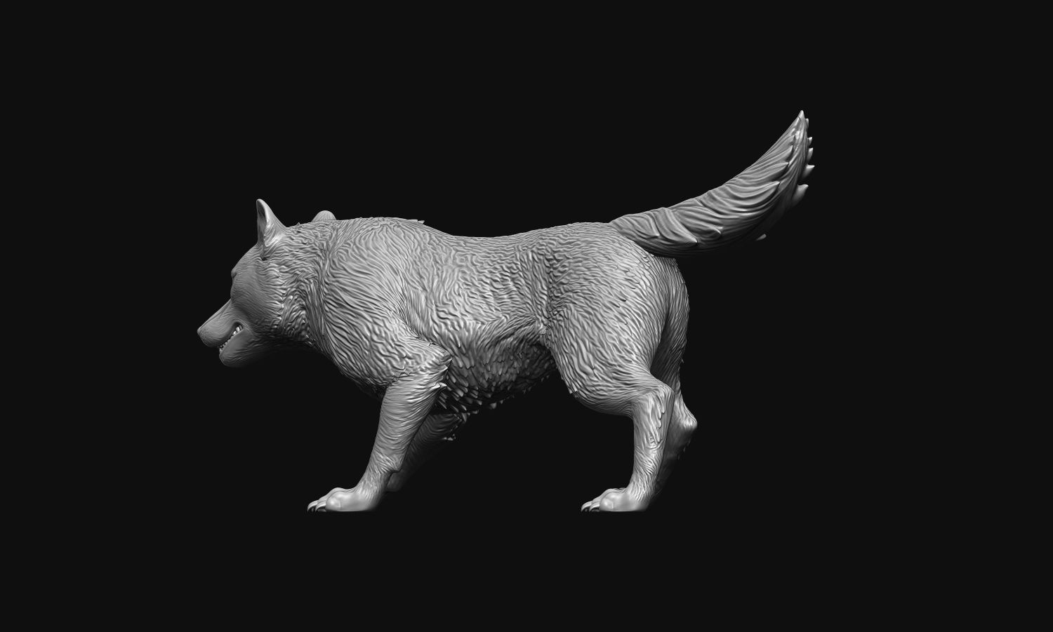 Growling Wolf 3D print model_22