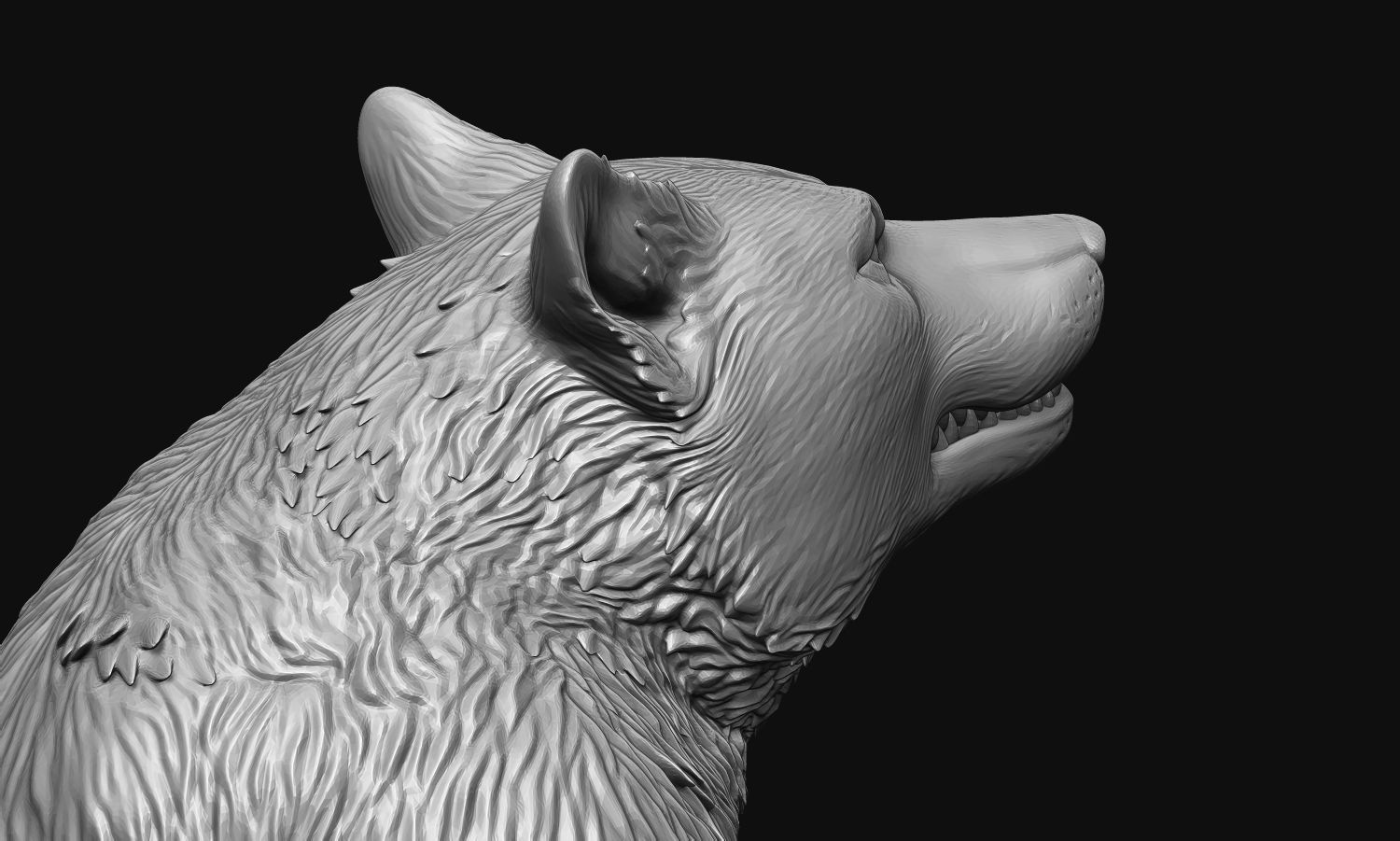 Growling Wolf 3D print model_11