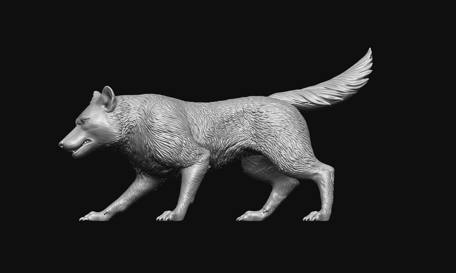 Growling Wolf 3D print model_24
