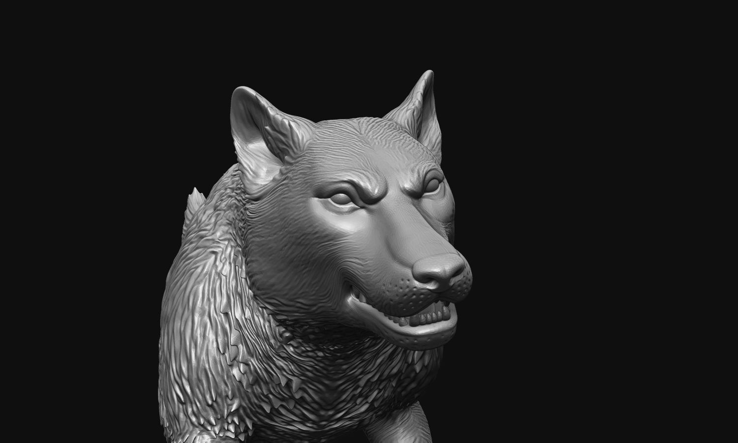 Growling Wolf 3D print model_8
