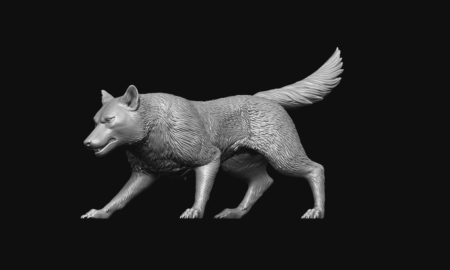 Growling Wolf 3D print model_25