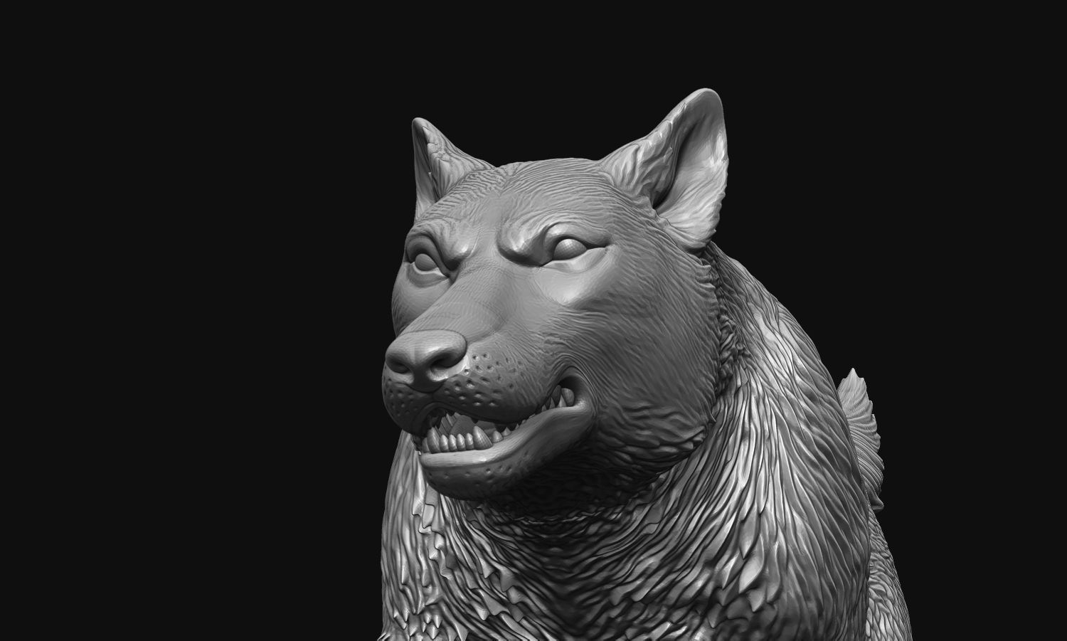 Growling Wolf 3D print model_9