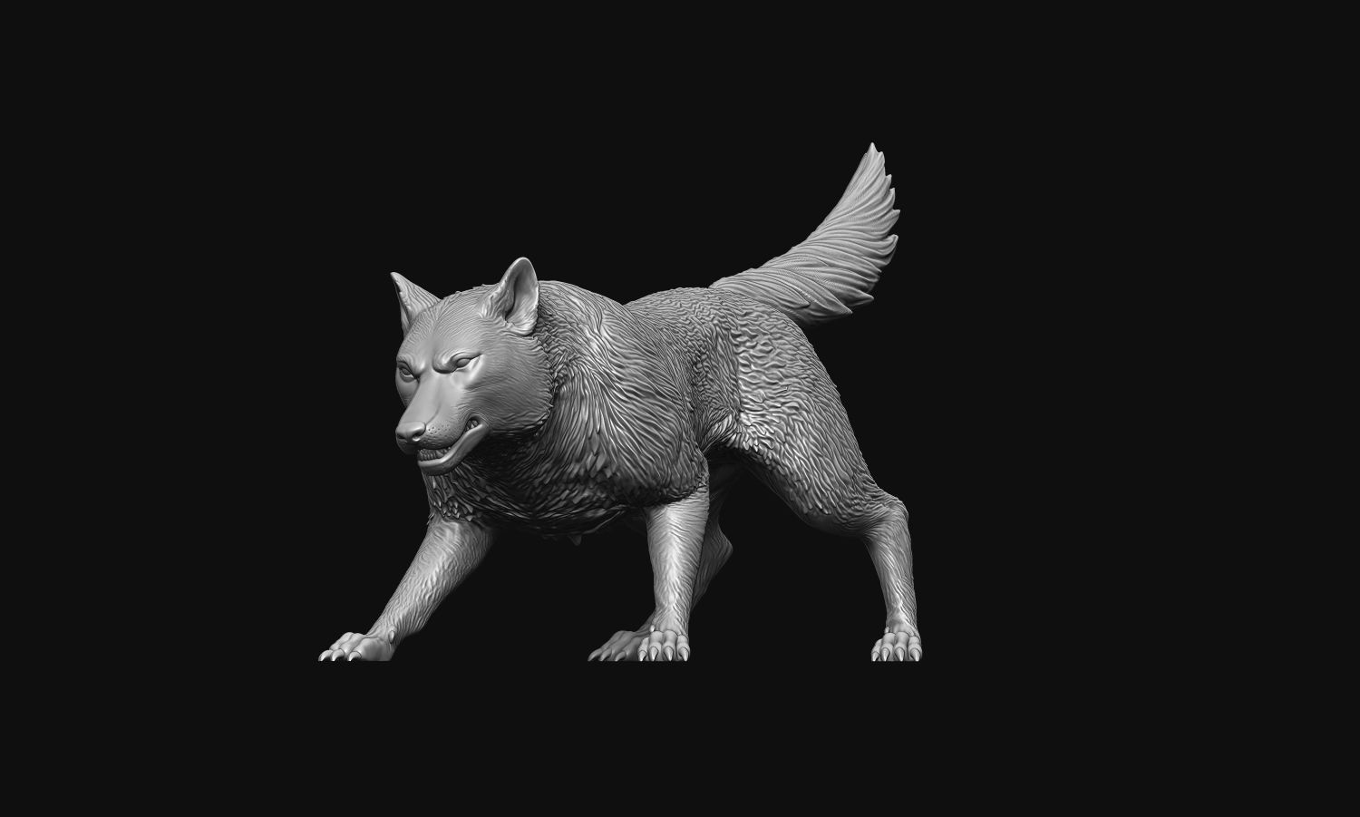 Growling Wolf 3D print model_26