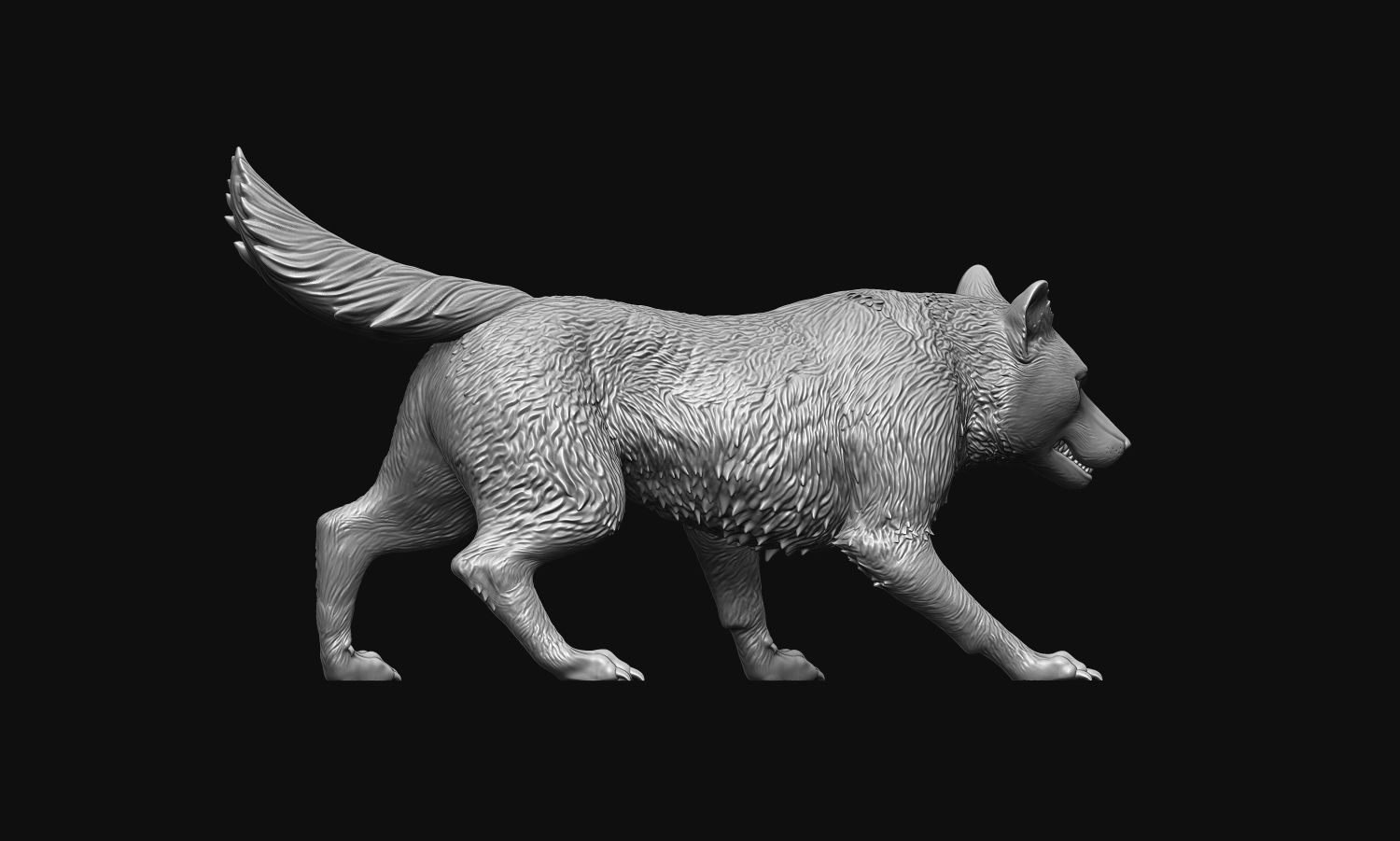 Growling Wolf 3D print model_17
