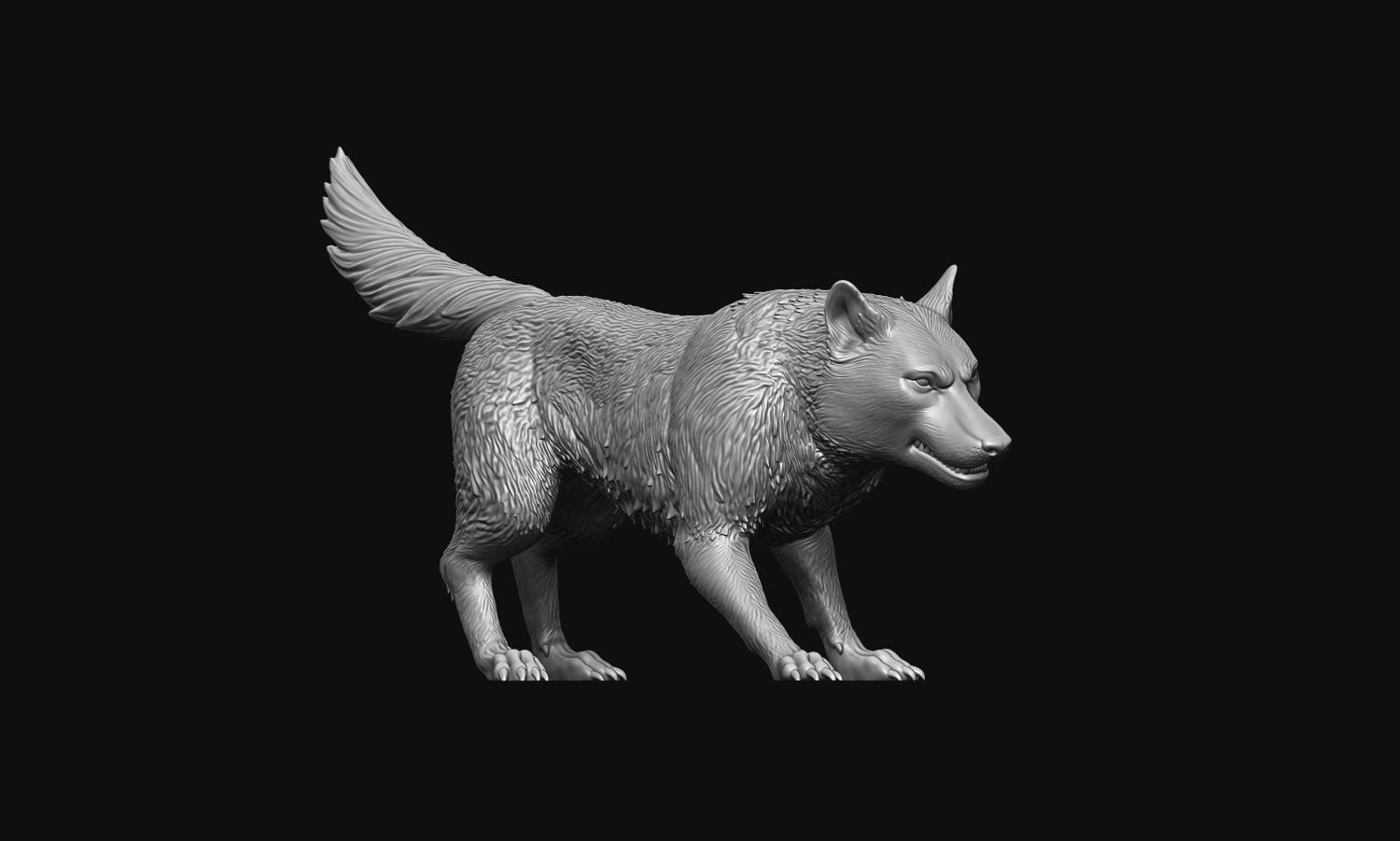 Growling Wolf 3D print model_29
