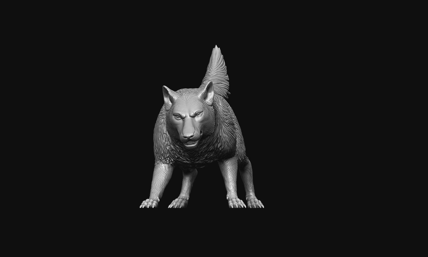 Growling Wolf 3D print model_27