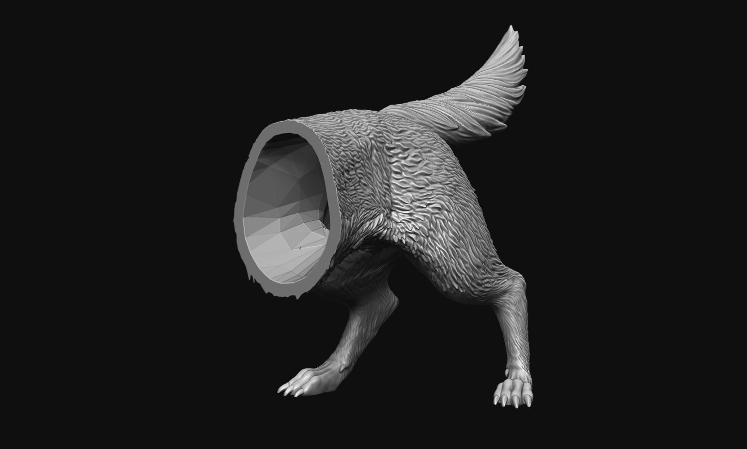 Growling Wolf 3D print model_6