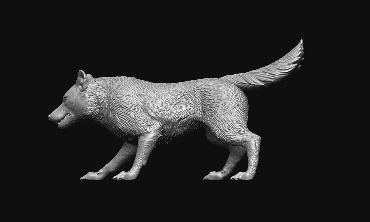 Growling Wolf 3D print model_23