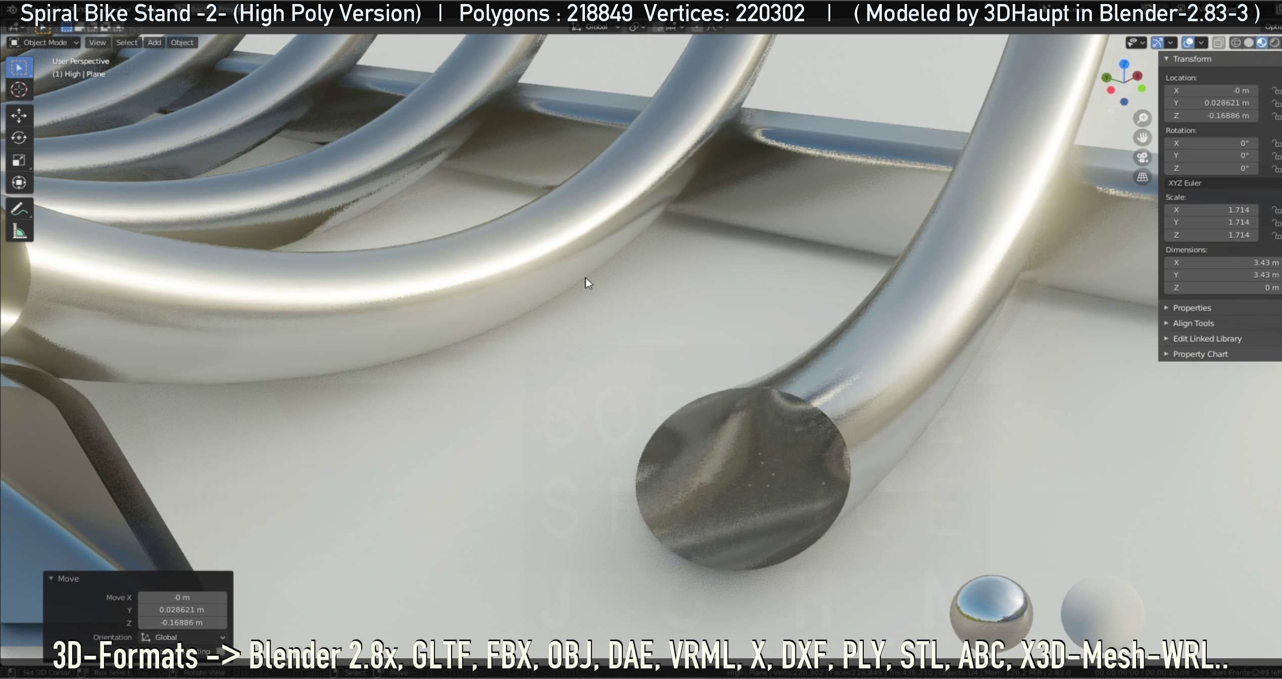 Spiral Bike Stand -2- High-Poly Version 3D model_47