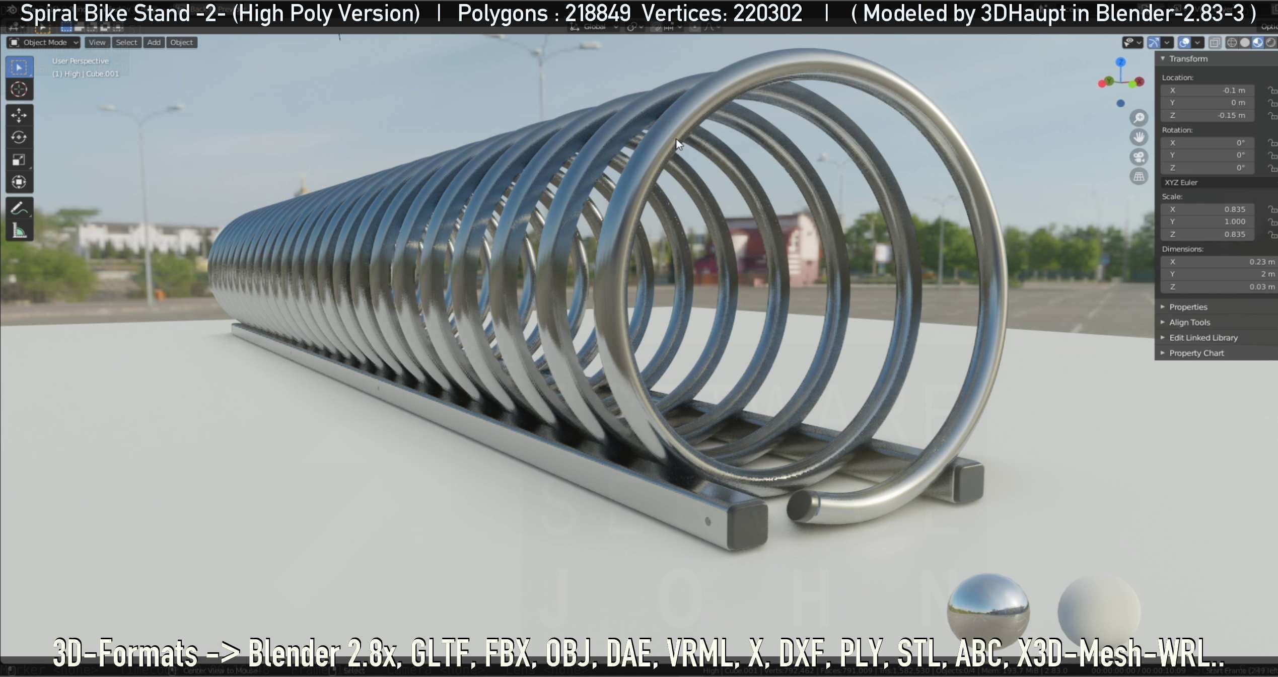 Spiral Bike Stand -2- High-Poly Version 3D model_12