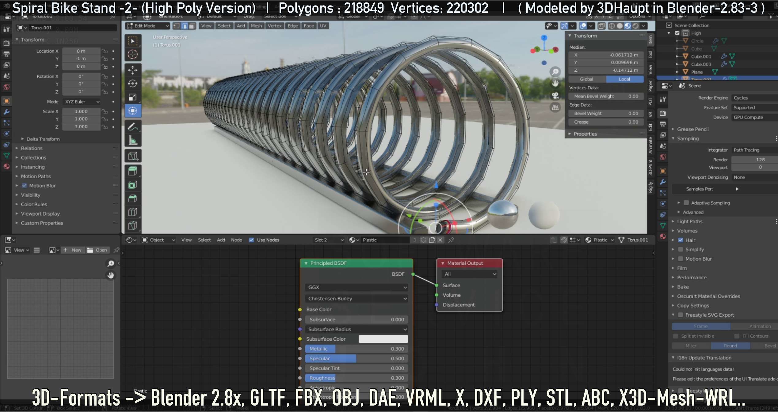 Spiral Bike Stand -2- High-Poly Version 3D model_10