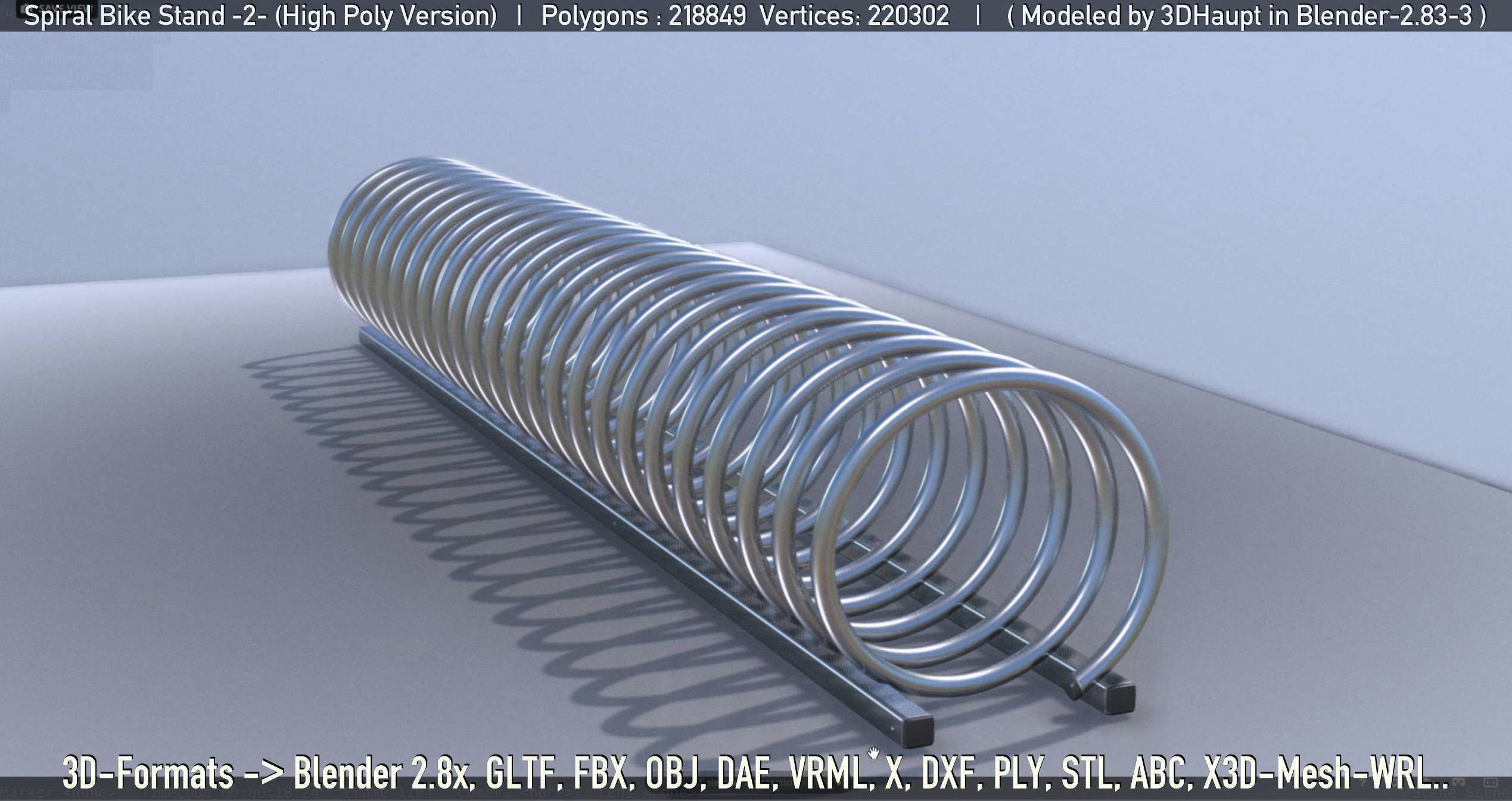 Spiral Bike Stand -2- High-Poly Version 3D model_9