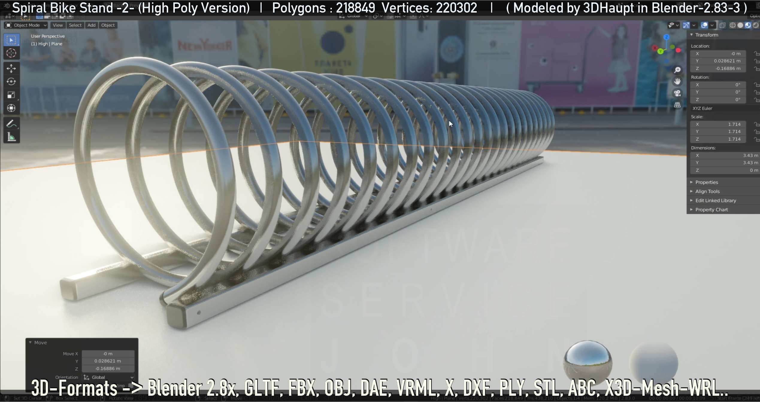 Spiral Bike Stand -2- High-Poly Version 3D model_7