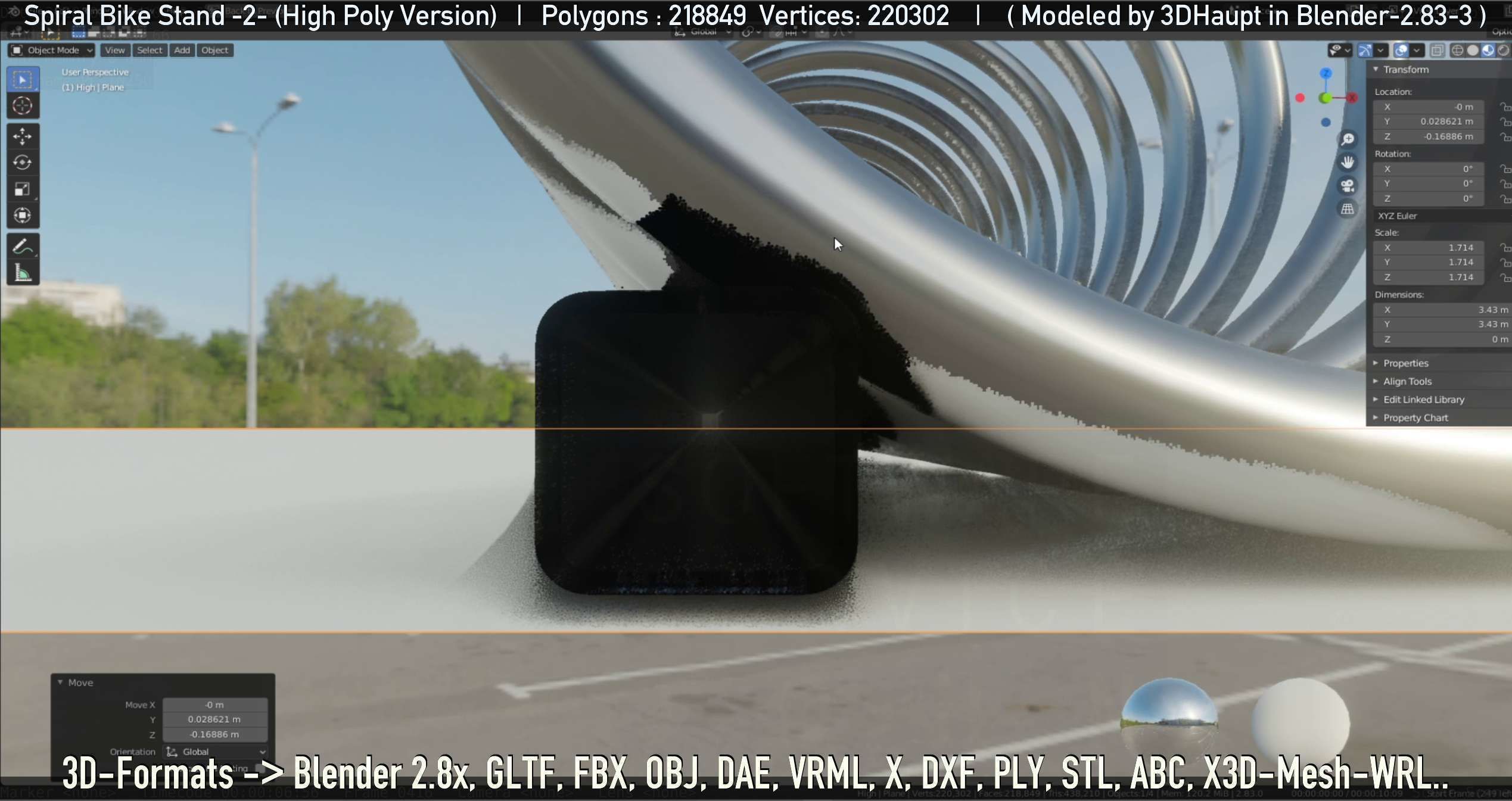 Spiral Bike Stand -2- High-Poly Version 3D model_46