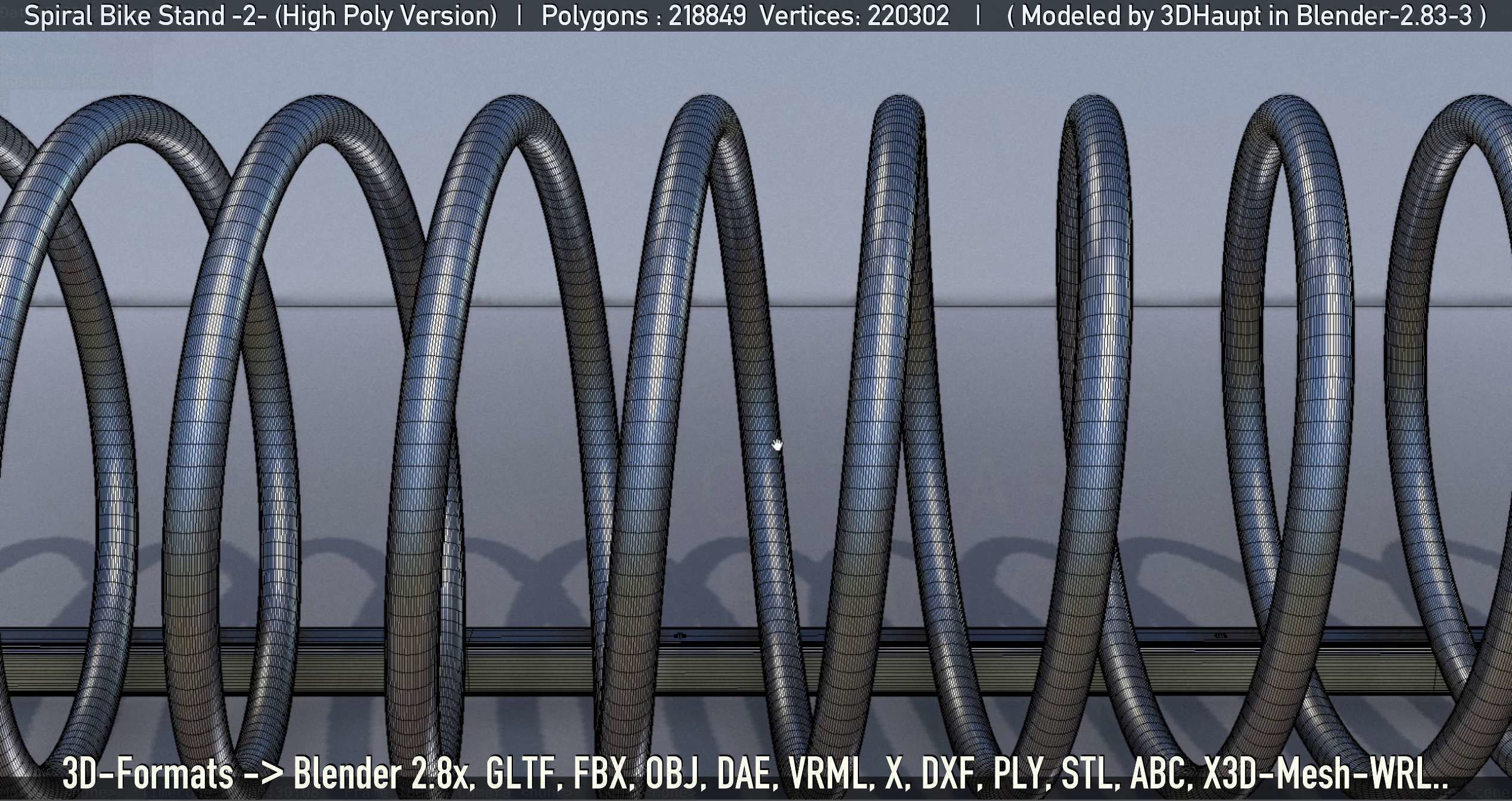 Spiral Bike Stand -2- High-Poly Version 3D model_24