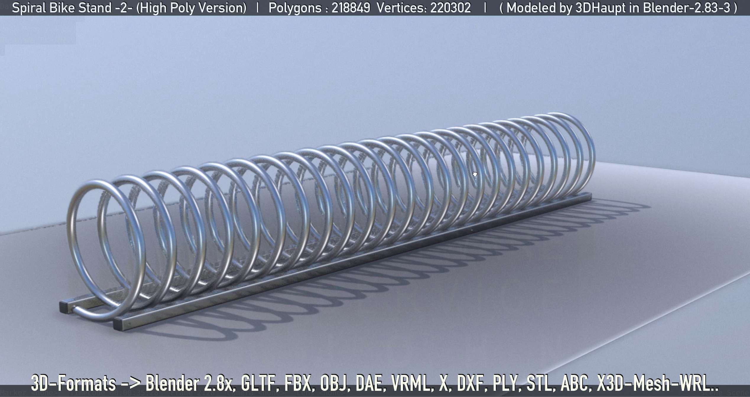 Spiral Bike Stand -2- High-Poly Version 3D model_28